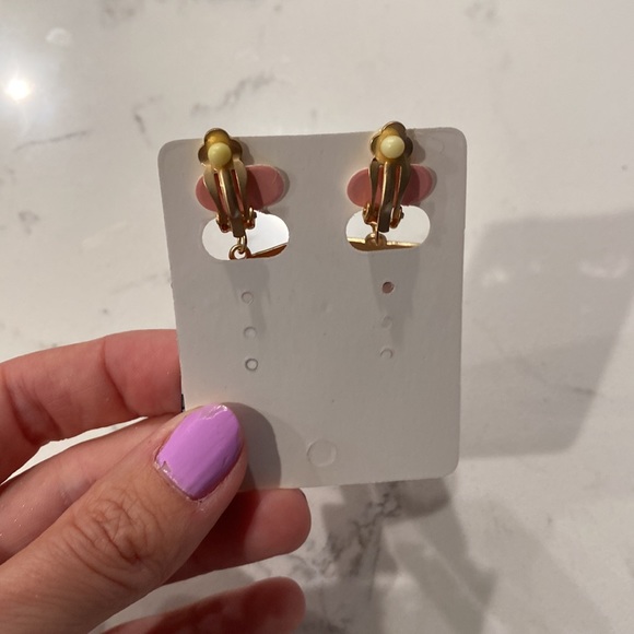 NWOT Clip on black white & gold earrings - Picture 3 of 3